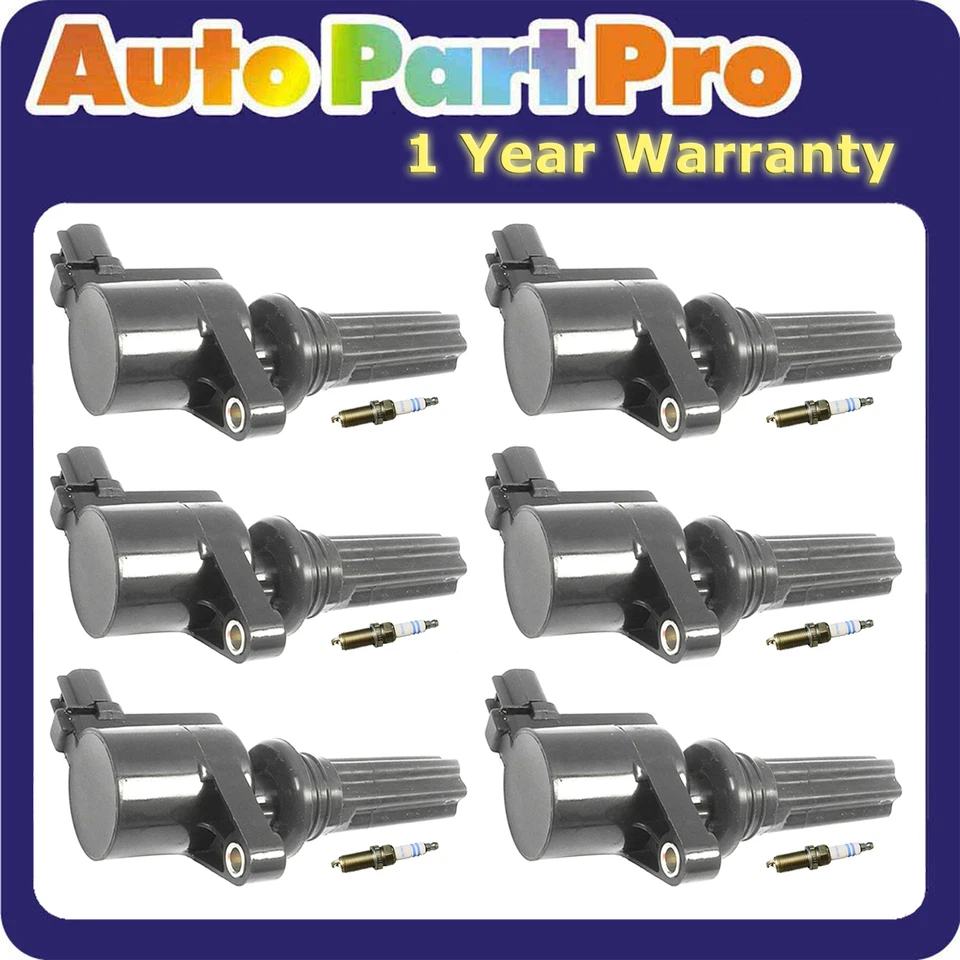 For Lincoln LS 3.0 03-05 6 FD496 Ignition Coil & 6 Bosch Platinum Spark Plug Set - Image 1 of 4