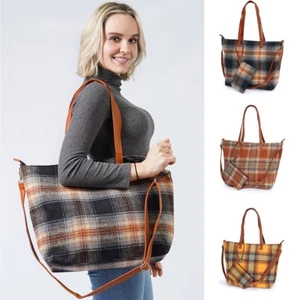 Anthropologie Style Everyday Plaid Weekend Schultertasche Beuteltasche mit Beutel - Bild 1 von 3