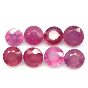 9.10 CT. Heated 8Pcs Red Ruby Madagascar Round
