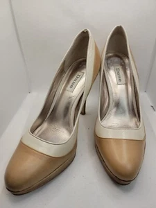 Dune Womens Genuine Leather Brown & Beige Heels UK8 Good Condition - Picture 1 of 14