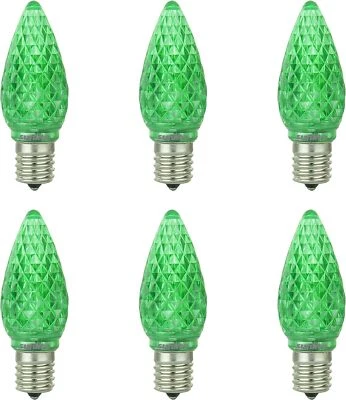 C9 Green LED Christmas Light Bulb - Shatterproof, 0.4W, 1-3LM w/ E17 - Image 1 of 2