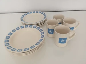 Romanian Blue Flower 4 Salad Bowls 4 Dinner Plates And 4 Mugs Set FREE POSTAGE - Picture 1 of 13