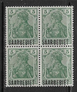 SAARGEBIET - 1920 - EMPIRE / OVERPRINT  5PF - BLOCK 4V - MNH ** - Picture 1 of 1