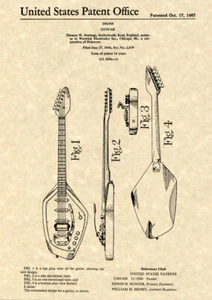 Vintage VOX PHANTOM VI 1967 Guitar Patent Art Print READY TO FRAME Jennings - Picture 1 of 1