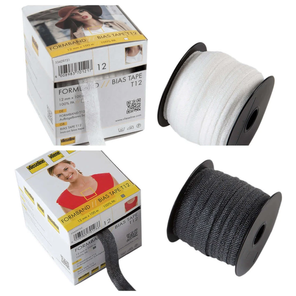 Vlieseline Fusible Bias Tape Formband T12: 12mm wide grain reinforced 3/5/10m - Image 1 of 1