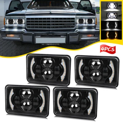 Black 4PCS 4x6" Inch LED Headlights Hi/Lo DRL For Chevrolet Caprice 1977 to 1986 - Image 1 of 4