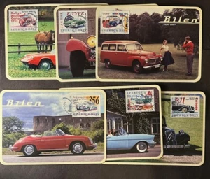 SUECIA 1997 COCHES CLÁSICOS JAGUAR PORCHE 6 MAXICARDS PRIMER DÍA EMISIONES 19734 - Imagen 1 de 1