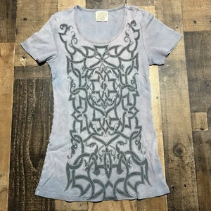 Vintage Tribal U-Ausschnitt Babydoll Top Schmuck Skinny Minnie Small Y2K - Bild 1 von 6