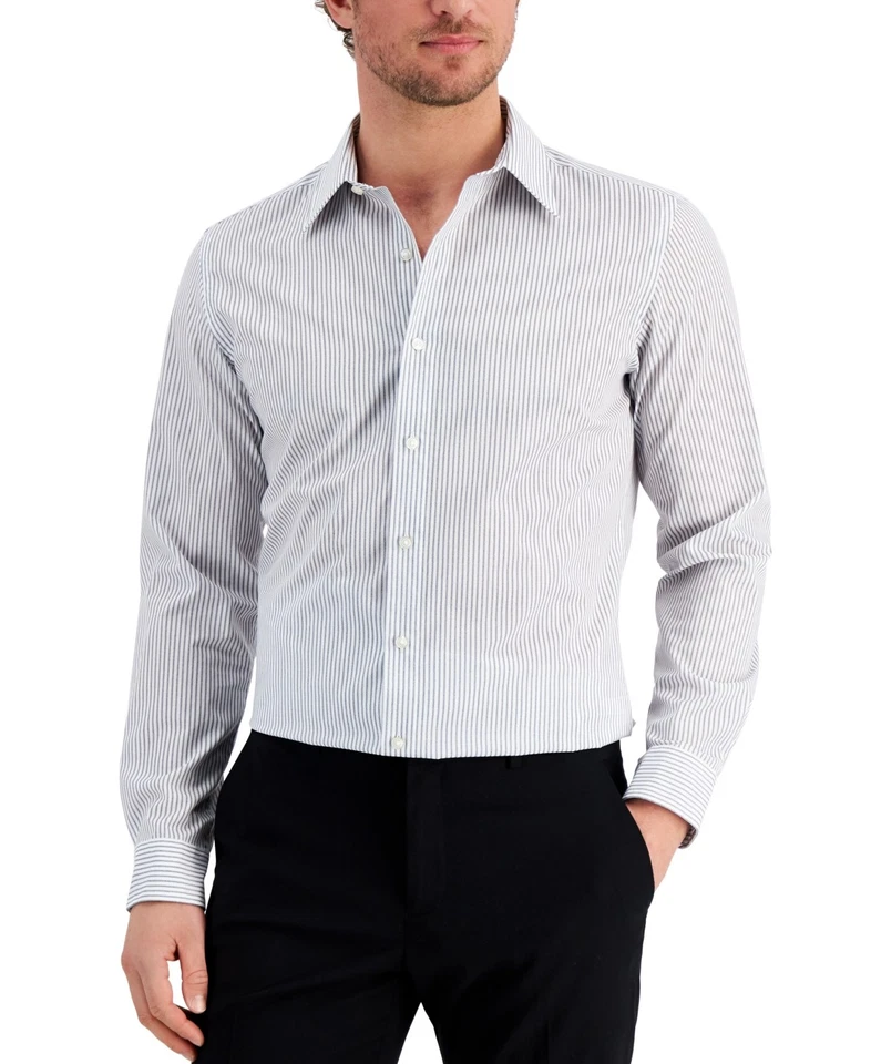 Club Room Mens Slim fit Dress Shirt XXL 18-18.5 Long Sleeve Blue Striped - Image 1 of 1