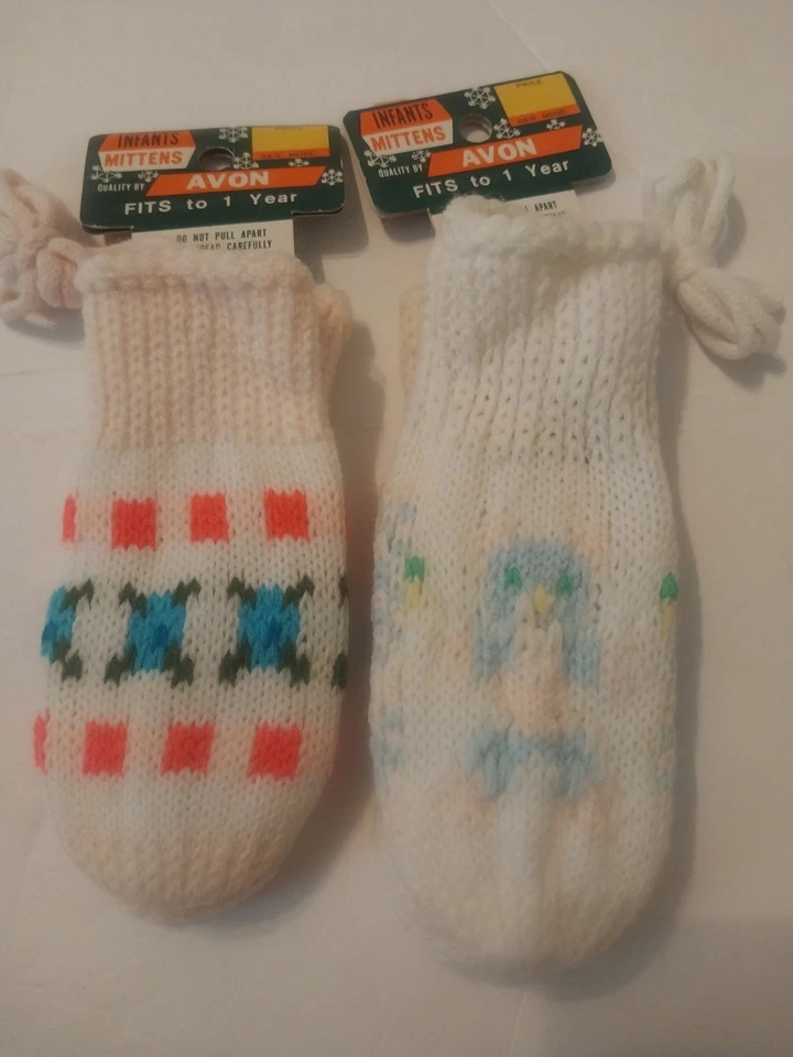 Винтажные варежки для младенцев Avon (подходит для 1 года) 2 пары - Изображение 1 из 3