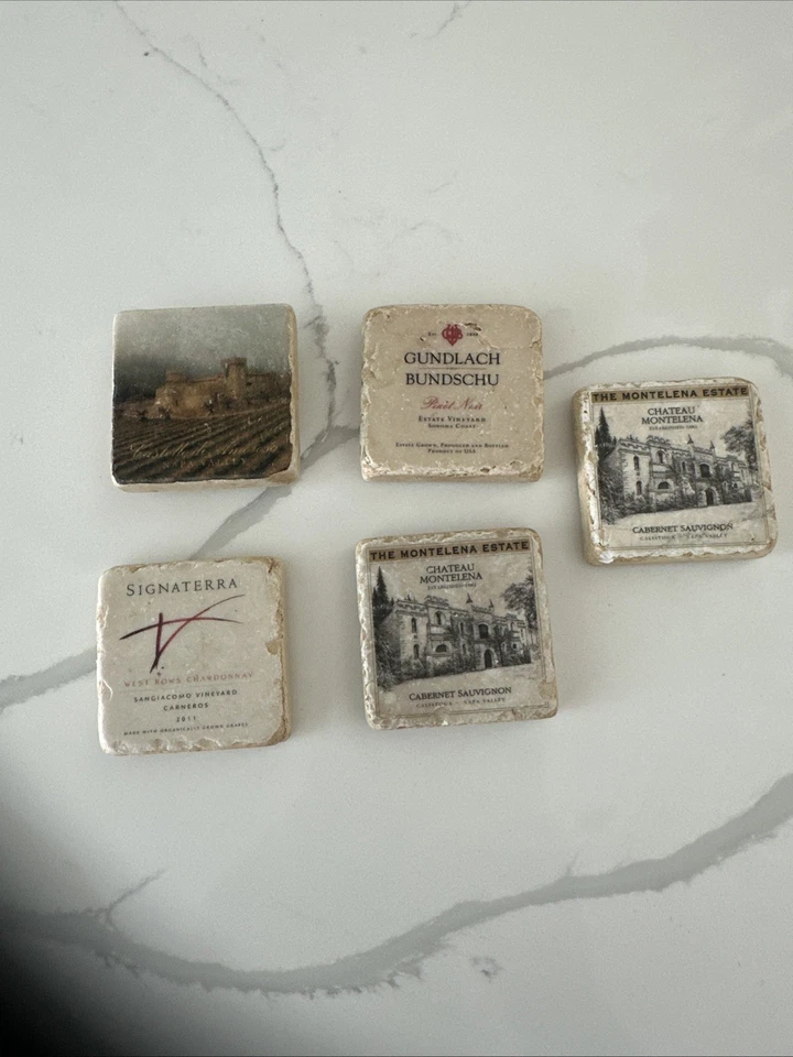 Juego de 5 imanes de mármol con arte y piedra de Vineyard Napa Valley Foto 1 de 4