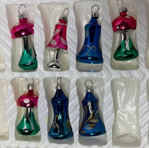 7 Vintage Blown Glass Christmas Ornaments KURT ADLER Mushroom-Bell-shaped-Lamp - Picture 1 of 5