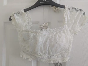 Ladies Hollister Gilly Hicks White Lace Top UK S - Picture 1 of 3
