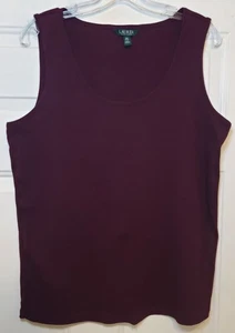 Ladies RALPH LAUREN Burgundy Knit Tank Top w/ stretch, Plus 2X - Picture 1 of 2