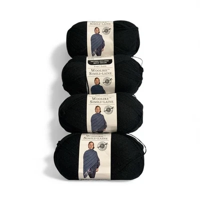 Lazos e hilos hilo Woolike: 4 madejas en el color negro: #1 peso Foto 1 de 4