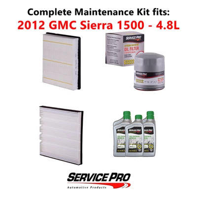 2012 GMC Sierra 1500 4.8L Complete Air, Oil & Cabin Filter Kit (5W-30) Foto 1 de 4
