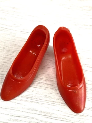 MATTEL FRANCIE/BARBIE красный заостренный низкий каблук мягкие туфли винтажный 1966 Японии - Изображение 1 из 2