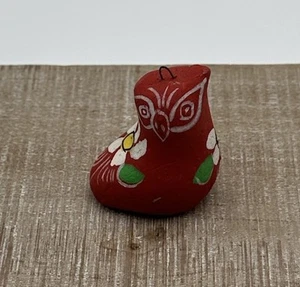 Vintage Mexican Clay Folk Art Colorful Owl Ornament 1 3/4” H x 1 1/2” L - Picture 1 of 6