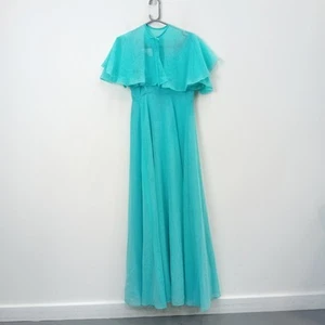 John Charles Bridesmaid Dress UK 12 Women Blue Vintage 70s Angel Cape FPL-WRDC - Picture 1 of 8
