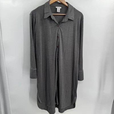 Рубашка для сна женская Natori XL серая на пуговицах спереди мягкая ночная рубашка - Изображение 1 из 4