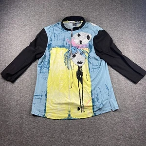 JAMIE SADOCK Golf Top Women’s Medium Blue Yellow Abstract Graphic Quarter Zip St - Picture 1 of 10