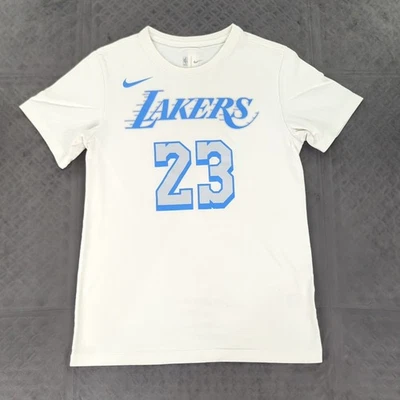 Camisa LeBron James LA Lakers Nike Camiseta Blanca Bebé Azul Manga Corta Hombres Pequeña Foto 1 de 4