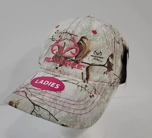 Realtree Ladies Women White Pink Camouflage Logo Strap Hat Cap Muddygirl Camo - Picture 1 of 7