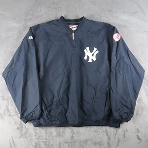 Authentic Majestic Men's XXL 2XL New York Yankees Logo 1/4 Zip Pullover Jacket - Picture 1 of 17
