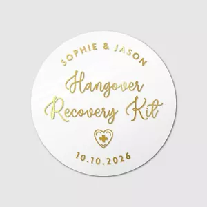 Custom Hangover Kit Wedding Favor Stickers - Personalized Labels for Party Favor - Picture 1 of 14