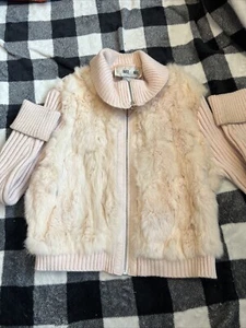 Vintage Louise Paris Light Pink Zip-Up Rabbit Fur Jacket  - Picture 1 of 16