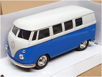 Welly 10.5cm Long Diecast 49764 - Volkswagen T1 Bus - Blue/Lt Grey - Image 1 of 4