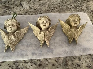 Vintage Looking Large Cherub Angel  Bust Ornaments Art  7”   —3 Pcs - Picture 1 of 9