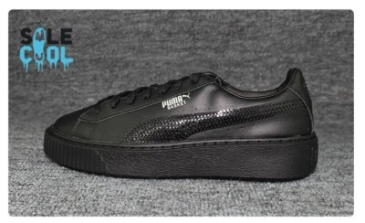 Puma Basket Platform Bling Jr Black Shoes 367237-01 - Image 1 of 4