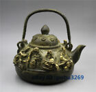 Huit théière immortelle en bronze doré chinois sculptée à la main avec damage Xuande Mark 21292