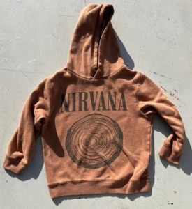 Nirvana Hoodie Beige Unisex Spell-Out 7 90s Seattle Grunge Rock Music Cobain - Picture 1 of 15