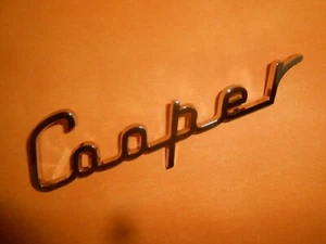 BMC AUSTIN MINI COOPER CHROME "COOPER" BOOT BADGE - NEW - Picture 1 of 3