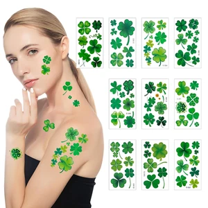 St. Patrick'S Day Shamrock Temporary Tattoos & Face Stickers, Waterproof Saint P - Picture 1 of 12