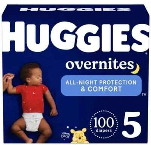 Huggies Overnites Diapers Size 5 - 100 Count, Overnight 27+ lbs - Picture 1 of 1