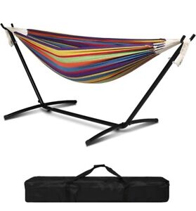 2 Person Portable Hammock with Carrying Black Case with Stand Outdoor Patio