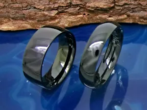 Anello semplice in acciaio inox nero larghezza 5 7 mm donna uomo anello dito semplice - Foto 1 di 8