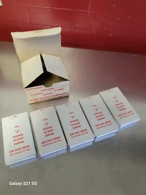 Grapas COPPER J ~ AT-8507 ~ Acme Staple Co. ~ 5 cajas ~ De colección ¡Nuevo! Foto 1 de 4