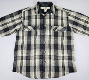 Vtg 80's Anchor Blue Wool Blend Shirt Jacket Mens M Black Plaid Lined Shacket - Picture 1 of 8