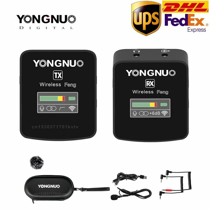 YONGNUO FENG Micrófono Lavalier Inalámbrico 2.4G 150M Transmisión para Smartphone  Foto 1 de 4