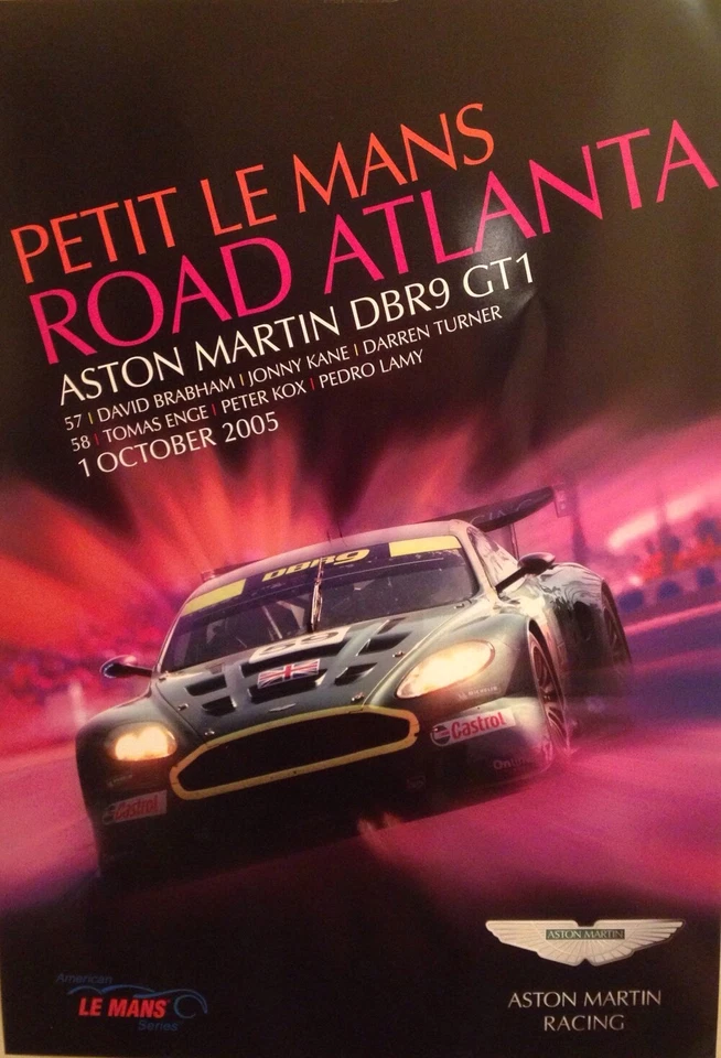 Aston Martin DBR9 GT1 Road Atlanta Petit Le Mans 2005 Event Rare Car Poster:>) - Image 1 of 1