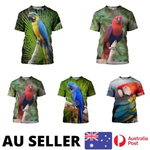 Parrot Bird Shirt Aviary Jungle Tropical Macaw Streetwear Harajuku - AU Stock - Picture 1 of 16