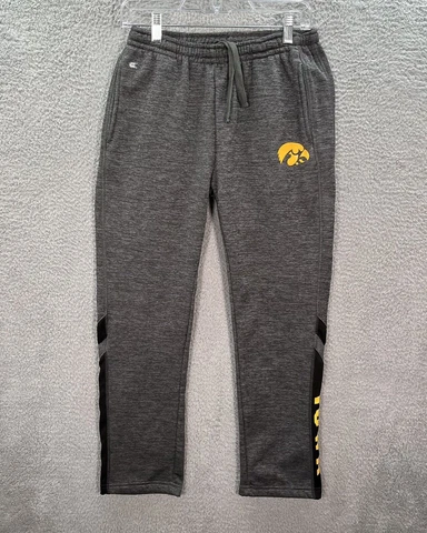 Iowa Hawkeyes Sweatpants Youth Large 16-18 Gray Black Elastic Waist Activewear Cover