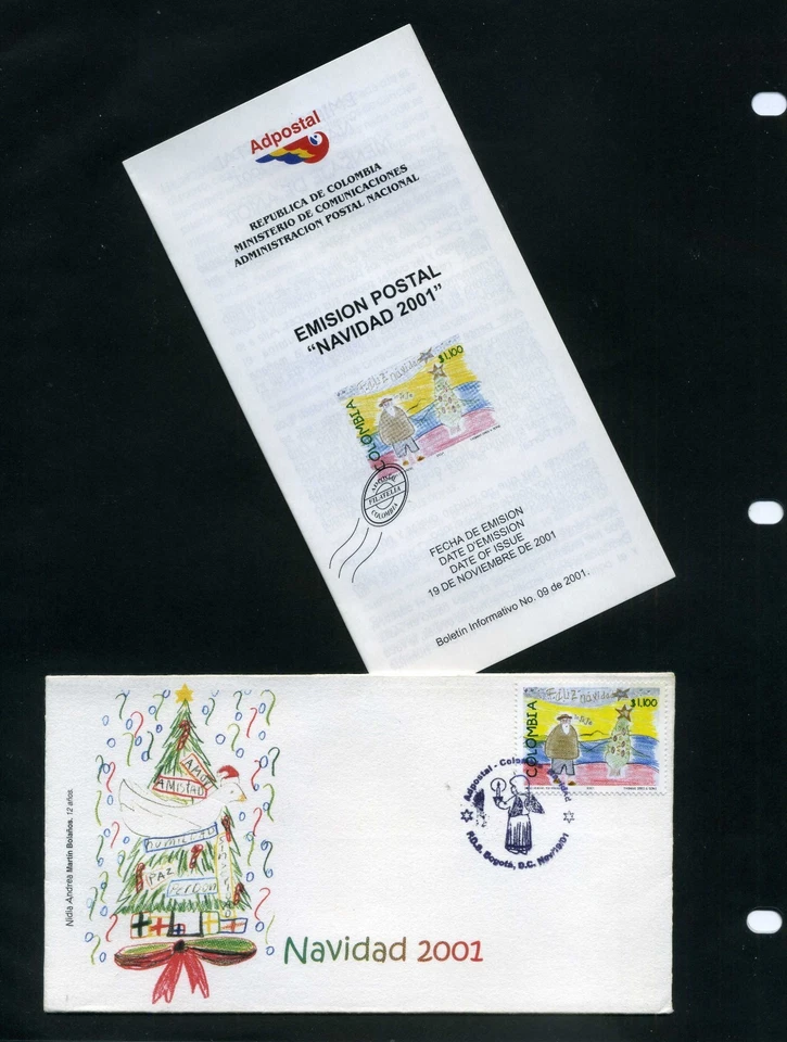 CHRISTMAS ,- NAVIDAD 2001.-  F.D.C.   COLOMBIA - Image 1 of 1