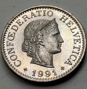 Switzerland 1991 10 Rappen Nice Cameo Look BU+ Condition -combine shipping - Picture 1 of 2