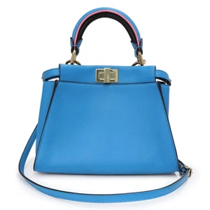 FENDI Peekaboo Mini Handbag Calfskin, Royal Blue 8BN316 - Picture 1 of 11