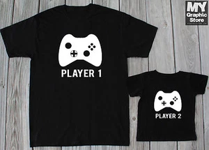 Player 1 Player 2 T Shirt Daddy Son Matching Shirts Christmas Matching Dad Son - Bild 1 von 4